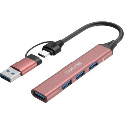 CANYON hub DS-02 4in1 USB-A/C Pink - 3