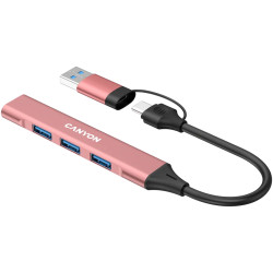 CANYON hub DS-02 4in1 USB-A/C Pink - 5