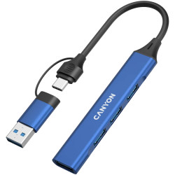 CANYON hub DS-02 4in1 USB-A/C Blue - 2