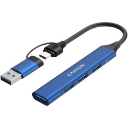 CANYON hub DS-02 4in1 USB-A/C Blue - 3