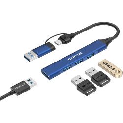 CANYON hub DS-02 4in1 USB-A/C Blue - 4
