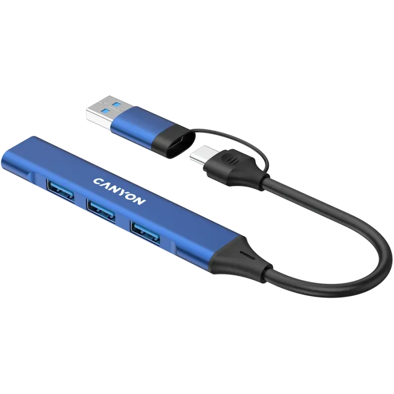 CANYON hub DS-02 4in1 USB-A/C Blue - 1