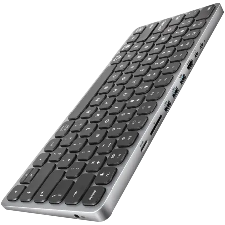 AXAGON HMC-KB keyboard USB-C 5Gbps with HUB, microSD/SD, 3x USB-A, HDMI 4K/60Hz, PD 100W, Audio, US layout - 1