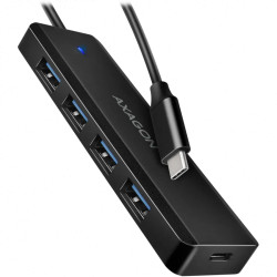 AXAGON HUE-C1C 4x USB3.2 Gen 1 Travel hub, USB-C power IN, w. 20cm Type-C cable - 1