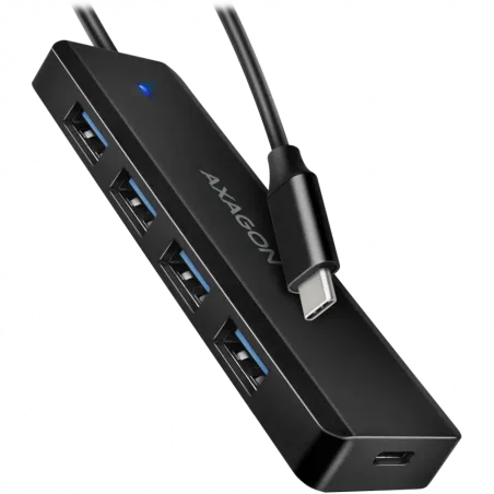 AXAGON HUE-C1C 4x USB3.2 Gen 1 Travel hub, USB-C power IN, w. 20cm Type-C cable - 1