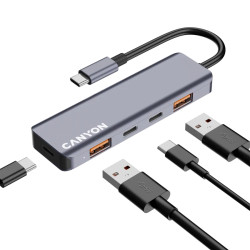 CANYON hub DS-18 5in1 USB-C Grey - 5