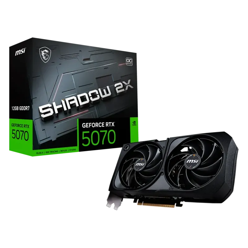 MSI Video Card Nvidia GeForce RTX 5070 12G SHADOW 2X OC, 12GB GDDR7, 192bit, Effective Memory Clock: 28000MHz, Boost: 2542 MHz, 