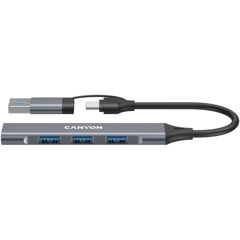 CANYON hub DS-02 4in1 USB-A/C Grey - 1