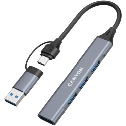 CANYON hub DS-02 4in1 USB-A/C Grey - 2