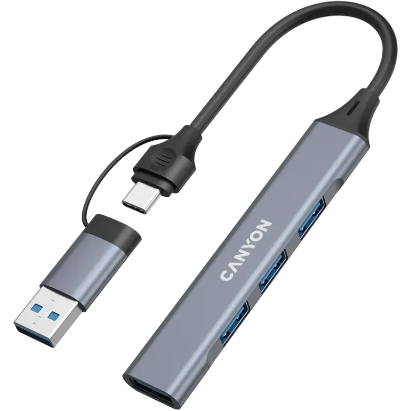 CANYON hub DS-02 4in1 USB-A/C Grey - 1