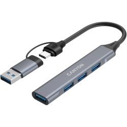 CANYON hub DS-02 4in1 USB-A/C Grey - 3