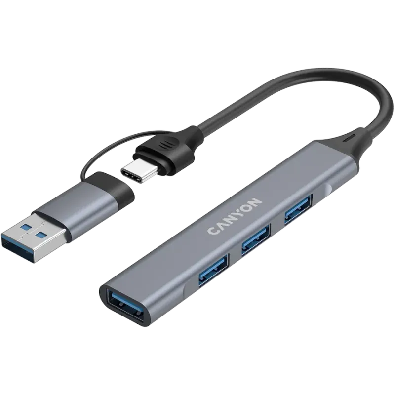CANYON hub DS-02 4in1 USB-A/C Grey - 1