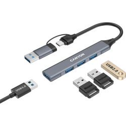 CANYON hub DS-02 4in1 USB-A/C Grey - 4