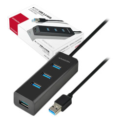 AXAGON HUE-S2BL 4x USB3.0 Charging Hub 1.2m Cable, MicroUSB Charging - 2
