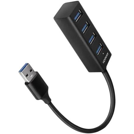 AXAGON HUE-M1AL 4x USB 3.2 Gen 1 MINI hub, metal, 1.2m USB-A cable - 1