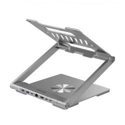 Canyon Laptop stands with hub, TYPE C F to HDMI2.0+2USB3.0+USBC3.0+RJ45+PD, TYEP C TO C cable 1m white with Emarker: HUSB332A, M