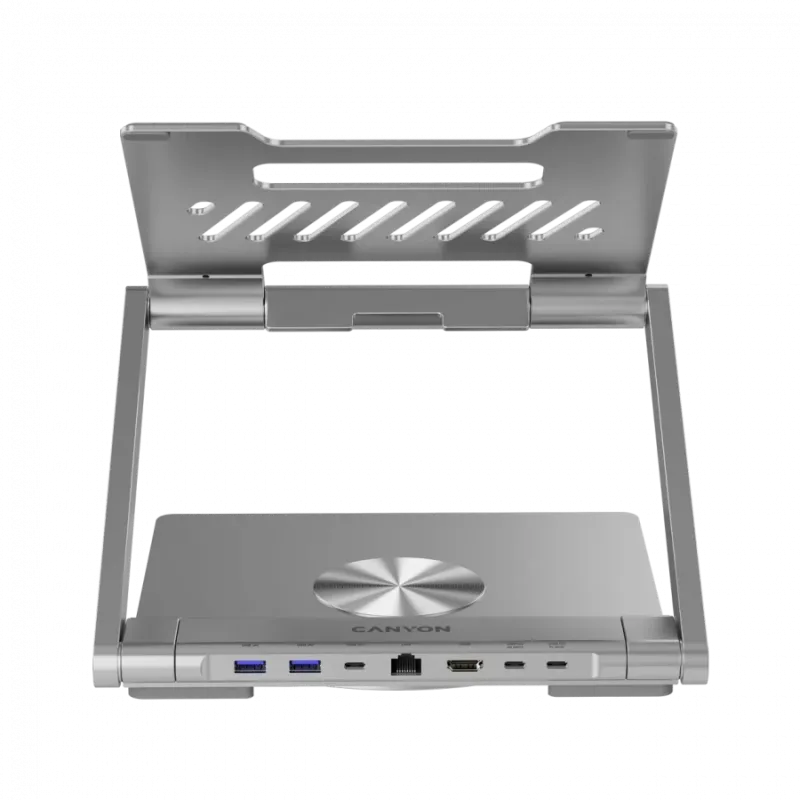 Canyon Laptop stands with hub, TYPE C F to HDMI2.0+2USB3.0+USBC3.0+RJ45+PD, TYEP C TO C cable 1m white with Emarker: HUSB332A, M