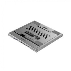 Canyon Laptop stands with hub, TYPE C F to HDMI2.0+2USB3.0+USBC3.0+RJ45+PD, TYEP C TO C cable 1m white with Emarker: HUSB332A, M