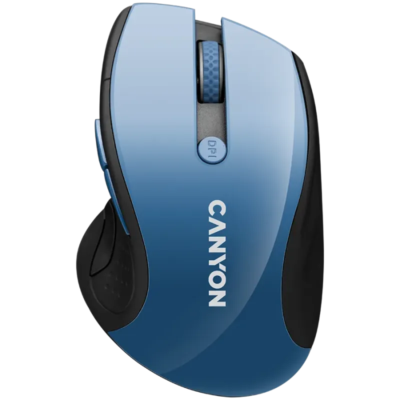 CANYON 2.4Ghz wireless mouse, optical tracking - blue LED, 6 buttons, DPI 1000/1200/1600, Blue Gray pearl glossy - 1