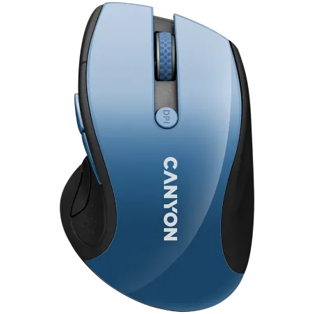 CANYON 2.4Ghz wireless mouse, optical tracking - blue LED, 6 buttons, DPI 1000/1200/1600, Blue Gray pearl glossy - 1