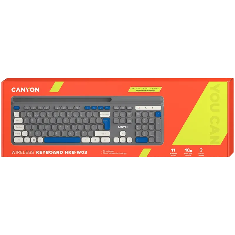 CANYON keyboard HKB-W03 EN AAA Wireless Grey - 1