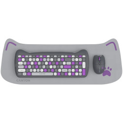 CANYON HSET-W6 EN Keyboard+Mouse Kitty Edition AAA+АА Wireless Violet - 1