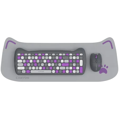CANYON HSET-W6 EN Keyboard+Mouse Kitty Edition AAA+АА Wireless Violet - 1