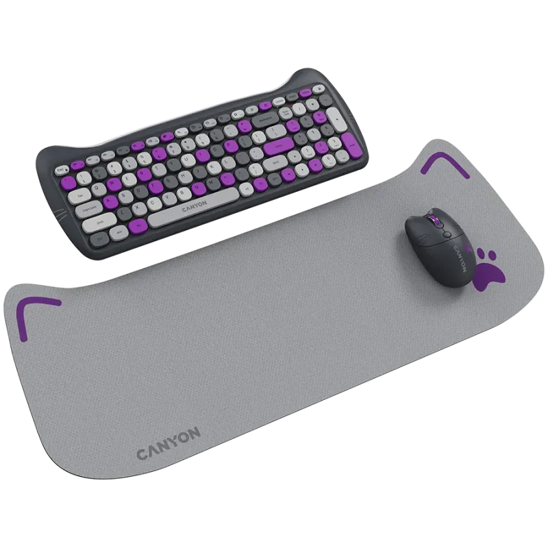 CANYON HSET-W6 EN Keyboard+Mouse Kitty Edition AAA+АА Wireless Violet - 1