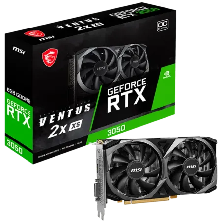 MSI Video Card Nvidia GeForce RTX 3050 VENTUS 2X XS 8G OC, 8GB GDDR6, 128bit, Boost: 1807 MHz, 2560 CUDA Cores, PCIe 4.0, 1x DP 