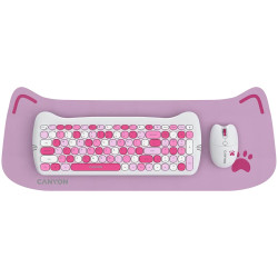 CANYON HSET-W6 EN Keyboard+Mouse Kitty Edition AAA+АА Wireless Pink - 1