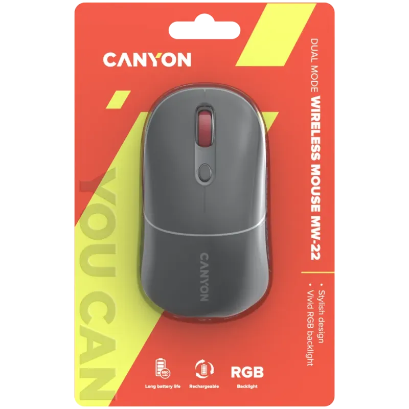 CANYON mouse MW-22 2in1 BT/ Wireless Dark Grey - 1