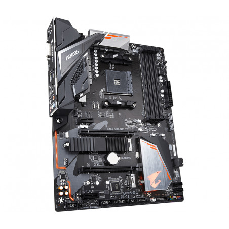 Дънна платка GIGABYTE B450 AORUS Elite Socket AM4, 4 x DDR4, RGB Fusion, (rev. 1.0) - 1