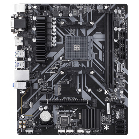 Дънна платка GIGABYTE B450M S2H Socket AM4, 2 x DDR4, rev. 1.0 - 1