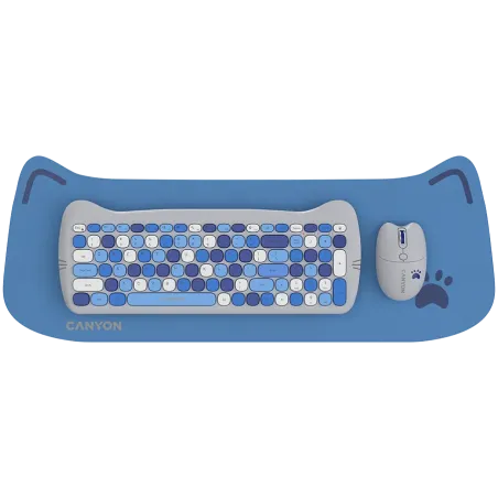 CANYON HSET-W6 EN Keyboard+Mouse Kitty Edition AAA+АА Wireless Blue - 1