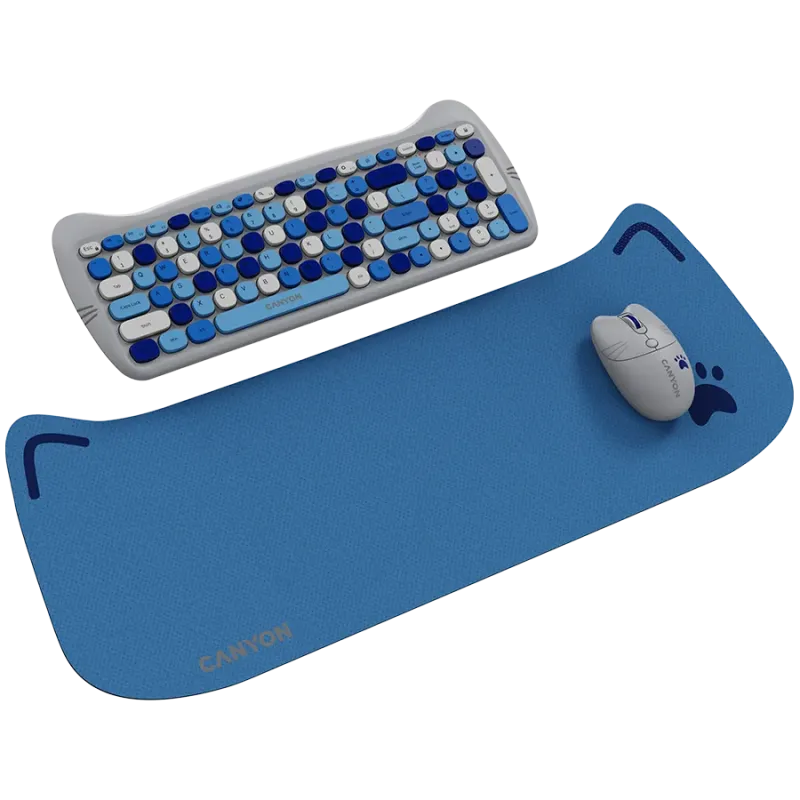 CANYON HSET-W6 EN Keyboard+Mouse Kitty Edition AAA+АА Wireless Blue - 1