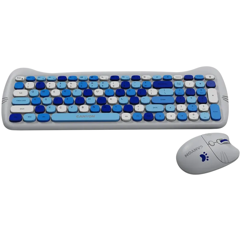 CANYON HSET-W6 EN Keyboard+Mouse Kitty Edition AAA+АА Wireless Blue - 1
