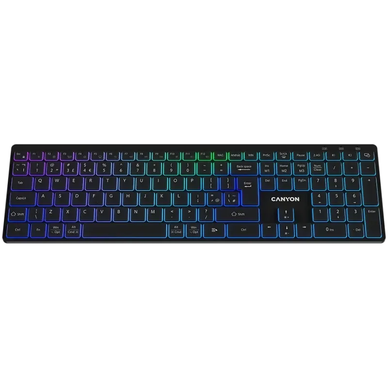 CANYON keyboard HKB-W11 UK/US RGB Dual Mode Wireless Black - 1