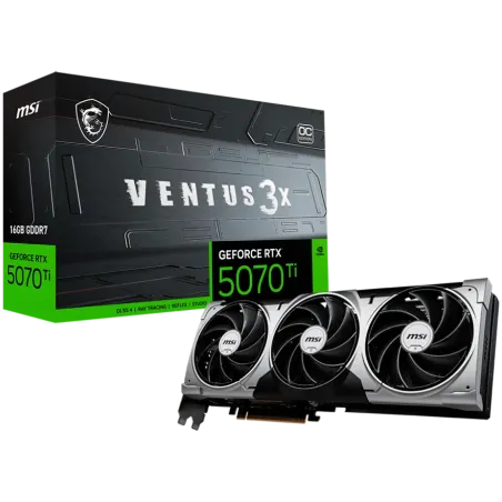 MSI Video Card Nvidia GeForce RTX 5070 Ti 16G VENTUS 3X OC (16GB GDDR7/256bit, PCI-E Gen5, 3x DP 2.1, 1x HDMI 2.1, 1x 16-pin Pow