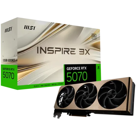 MSI Video Card Nvidia GeForce RTX 5070 12G INSPIRE 3X OC, 12GB GDDR7, 192bit, Effective Memory Clock: 28000MHz, Boost: 2557 MHz,