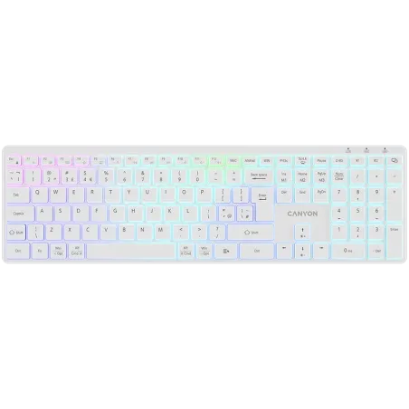 CANYON keyboard HKB-W11 UK/US RGB Dual Mode Wireless White - 1