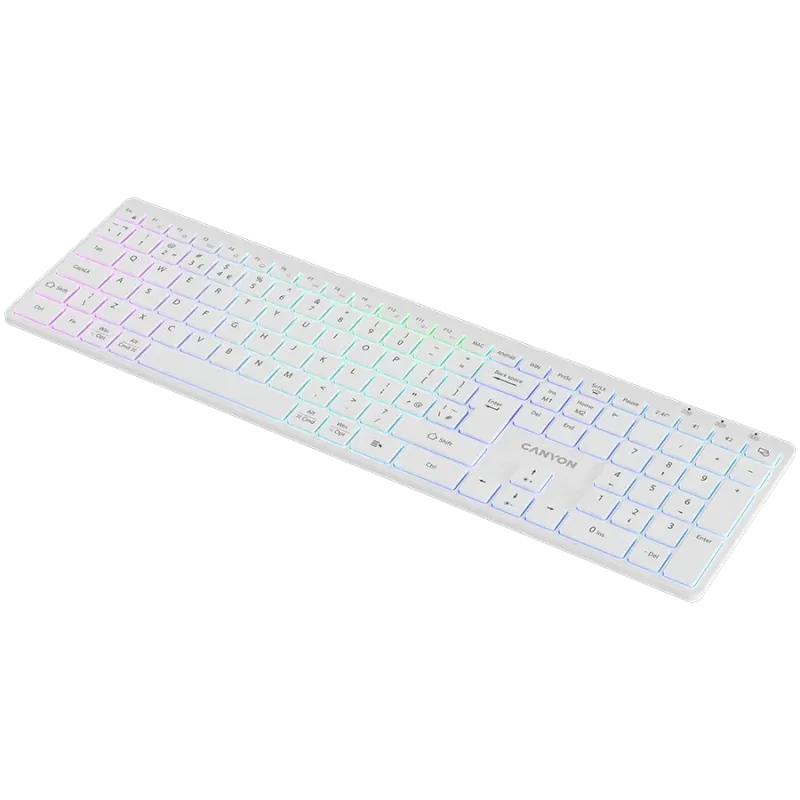 CANYON keyboard HKB-W11 UK/US RGB Dual Mode Wireless White - 1