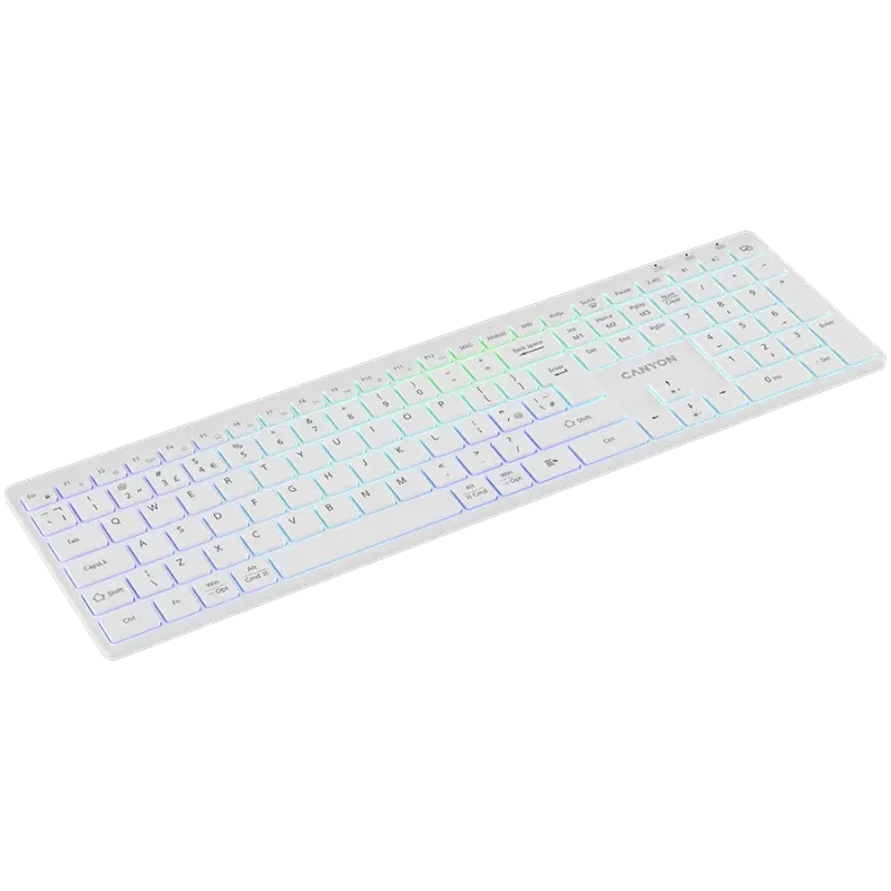 CANYON keyboard HKB-W11 UK/US RGB Dual Mode Wireless White - 1