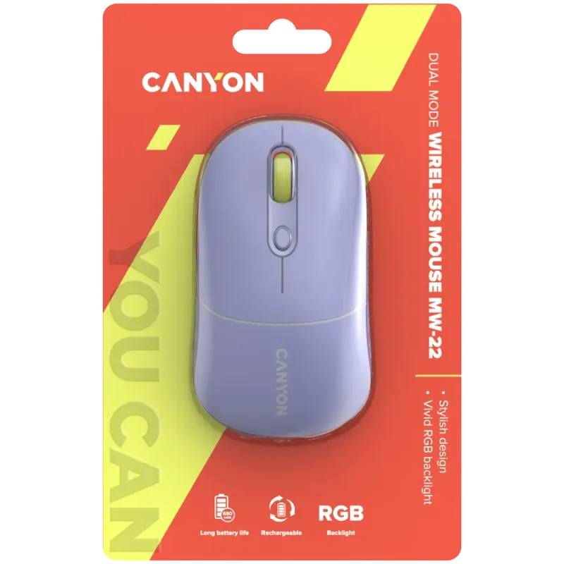 CANYON mouse MW-22 2in1 BT/ Wireless Lavender - 1