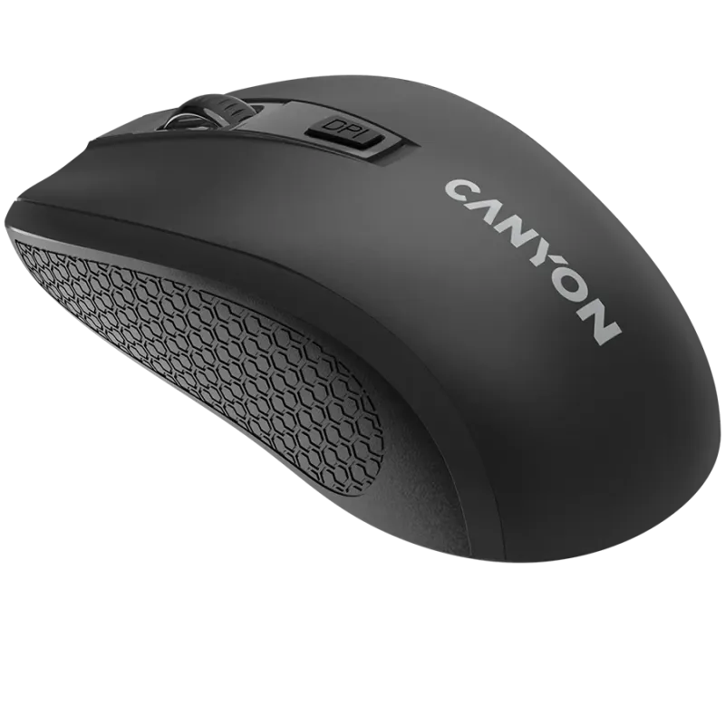 CANYON MW-7, 2.4Ghz wireless mouse, 6 buttons, DPI 800/1200/1600, with 1 AA battery ,size 110*60*37mm,58g,black - 1