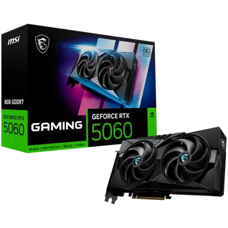 MSI Video Card NVIDIA GeForce RTX 5060 8G GAMING OC, 8GB GDDR7, 128-bit, 2640 MHz Boost, 3840 CUDA Cores, PCIe 5.0 (x8), 3x DP 2