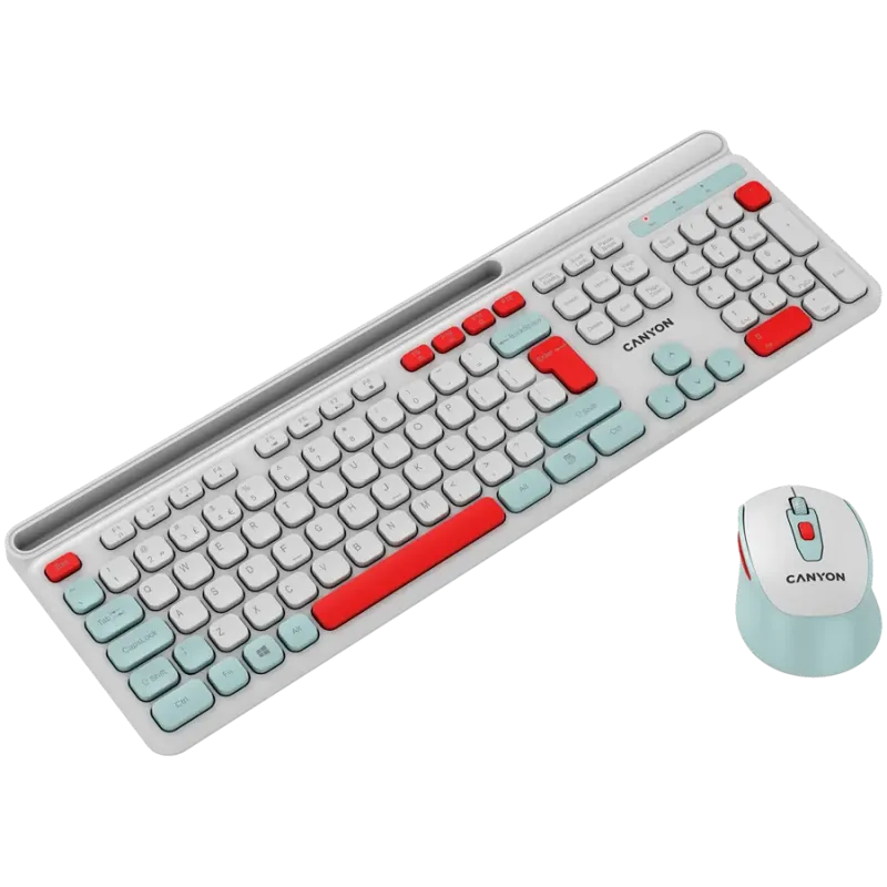 CANYON HSET-W5 EN Keyboard+Mouse AAA+AA Wireless White - 1