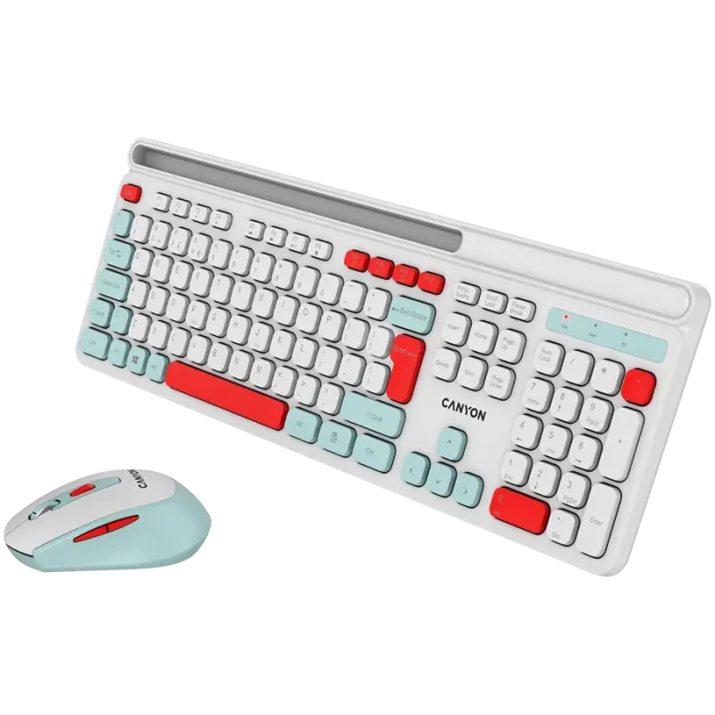 CANYON HSET-W5 EN Keyboard+Mouse AAA+AA Wireless White - 1