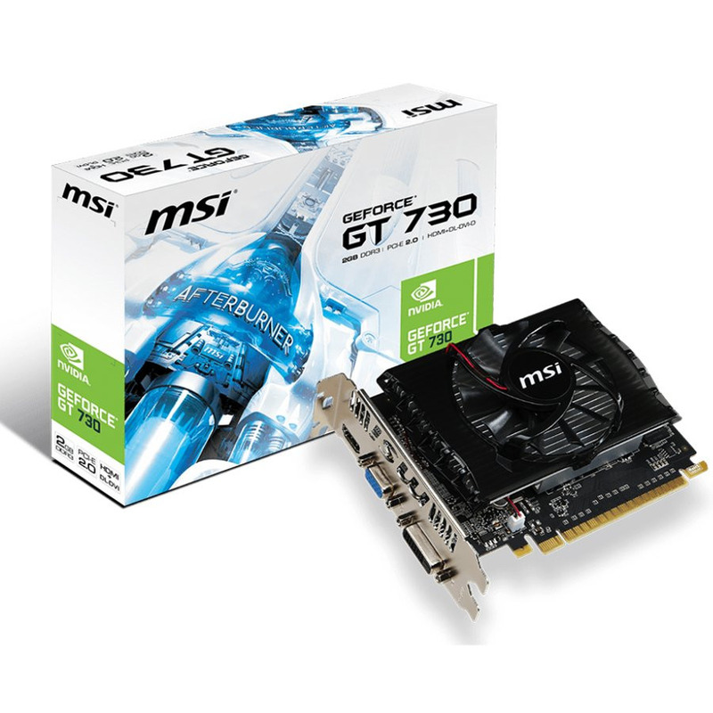 MSI Video Card Nvidia GT 730 N730-2GD3V2 (GT730, 2GB DDR3 128bit, 1xHDMI, 1x DVI-D, 1xVGA, 49W) - 2