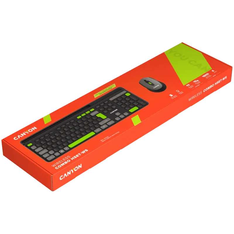 CANYON HSET-W5 EN Keyboard+Mouse AAA+AA Wireless Black - 1