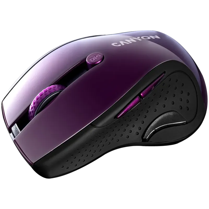 CANYON 2.4Ghz wireless mouse, optical tracking - blue LED, 6 buttons, DPI 1000/1200/1600, Purple pearl glossy - 1